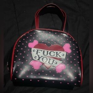 Addicted Black and Red Hearts Bag